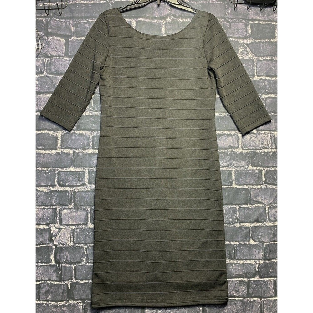 Emma & Michele Dress Women 10 Black Bandage Sheath 3/4 Sleeve Office Career